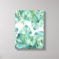 Tropical Watercolor Monstera Palm Blätter