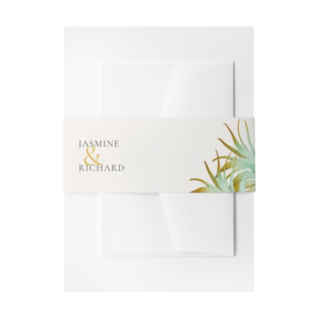 Tropical Watercolor Palm Destination Wedding Einladungsbanderole (Vorderseite Beispiel)