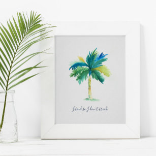 Tropical Watercolor Palm Tree Motivational Poster