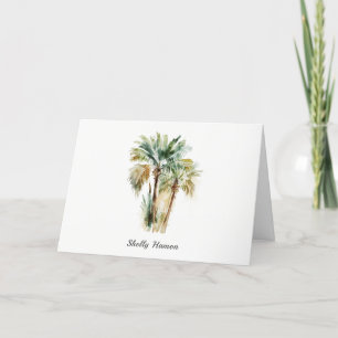 Tropical Watercolor Palm Tree Note Card Dankeskarte