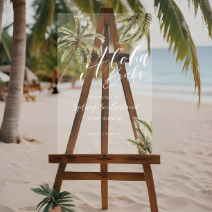 Tropical Watercolor Palm Trees Baby Dusche Empfang Acrylschild