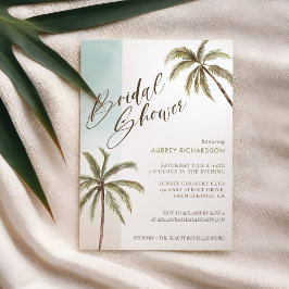 Tropical Watercolor Palm Trees Boho Brautparty Einladung