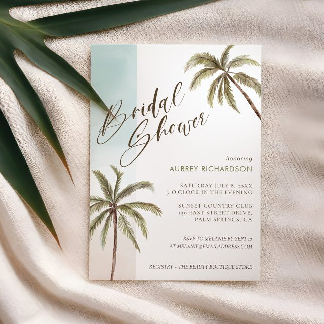 Tropical Watercolor Palm Trees Boho Brautparty Einladung (Tropical Watercolor Palm Trees Boho Bridal shower Invitation)
