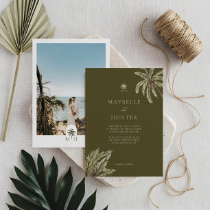 Tropical Watercolor Palm Trees Boho Wedding Foto Einladung