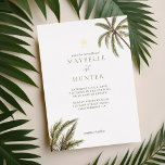 Tropical Watercolor Palm Trees Boho Wedding Foto Folieneinladung<br><div class="desc">Laden Sie Ihre Gäste zu Ihrer wunderschönen Hochzeit am Strand mit unserem Foto boho Tropical Beach Hochzeitsdesign ein. Das Design zeigt unsere handbemalten Aquarellpalmen mit einem Monogramm aus goldfarbenen Palmen an der Vorderseite. Unsere boho tropische Hochzeit ist perfekt für ein Strandthema oder Hochzeit in Urlaubsort. Auf der Rückseite befindet sich...</div>