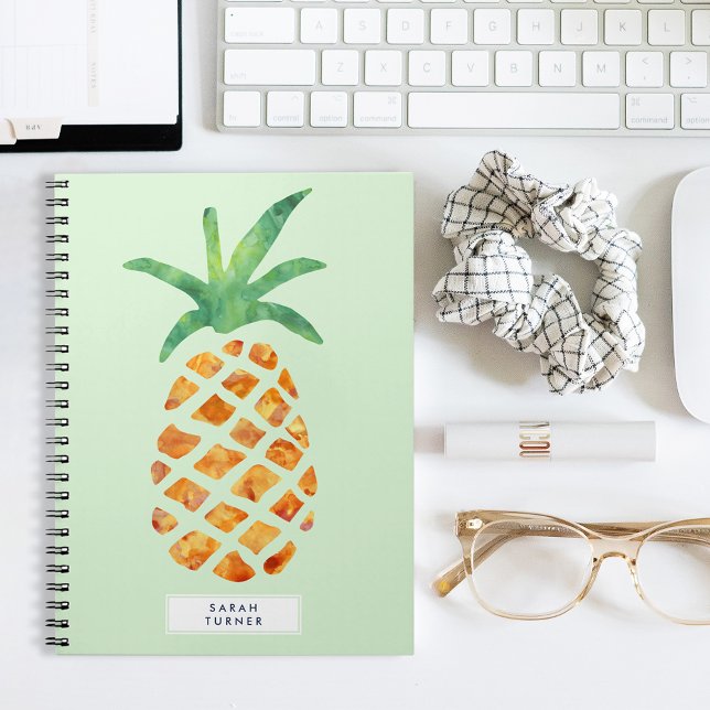 Tropical Watercolor Pineapple Personalized Notizblock (Von Creator hochgeladen)