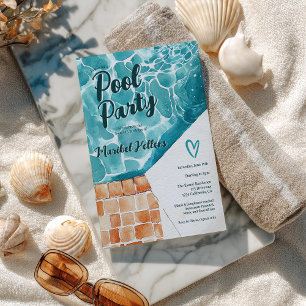Tropical Watercolor Sweet 16 Pool Party Geburtstag Einladung