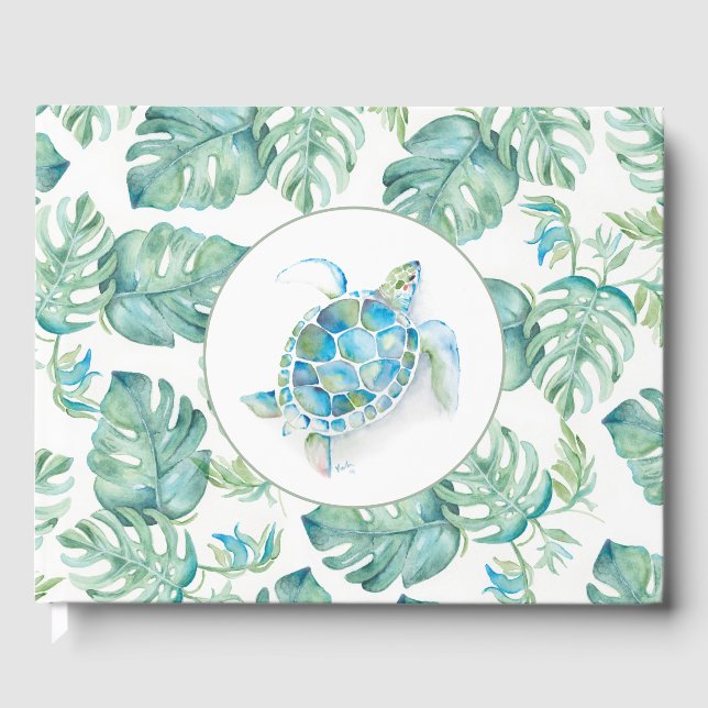 Tropical Watercolor Wedding Guest Book Gästebuch (Vorderseite)