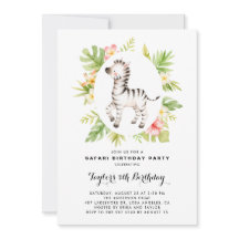 Tropical Watercolor Zebra Safari Kindergeburtstag