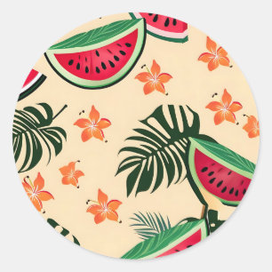Tropical Watermelon Summer Pattern Runder Aufkleber