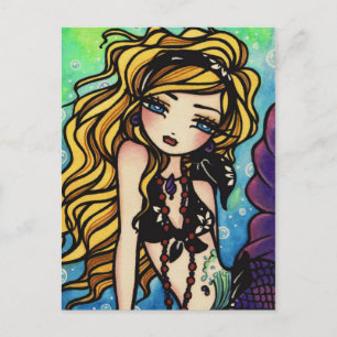 Tropical Wave Summer Mermaid Fantasy Art Giro del  Postkarte