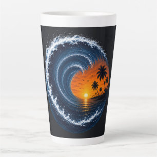Tropical Wave Sunset Surf Logo-Shirt Ozeanwirbel Milchtasse