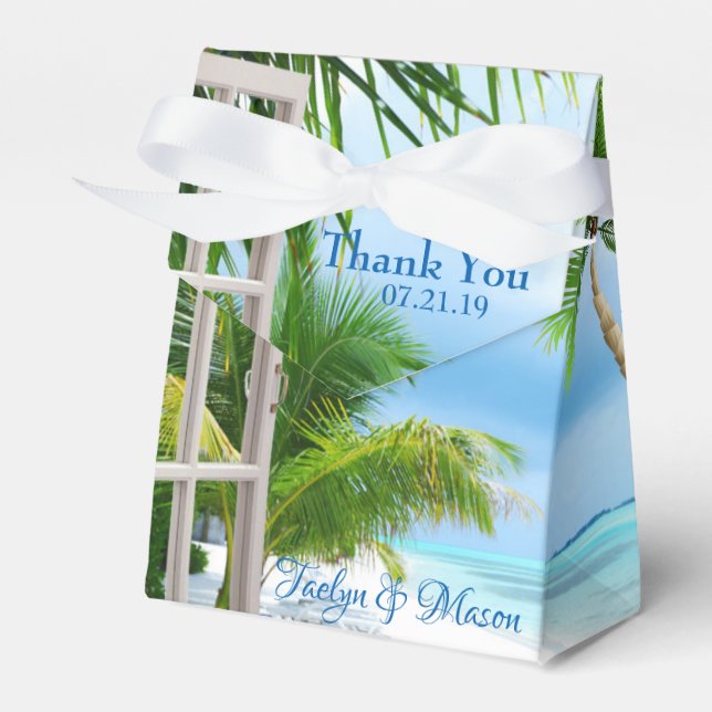 Tropical Wedding Beach Scene Favor Box Geschenkschachtel (Vorderseite)