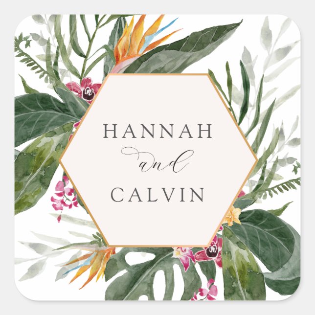 Tropical Wedding Classic Round Sticker (Vorderseite)