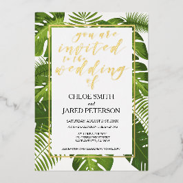 Tropical Wedding Gold Classy Einladung