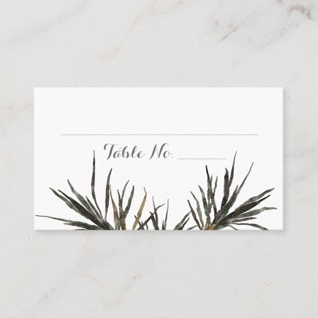 Tropical Wedding Palm Tree Blätter Flat Platzkarte (Vorderseite)