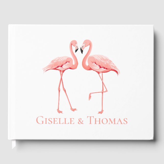 Tropical Wedding Pink Flamingo Brautparty Party Gästebuch (Vorderseite)