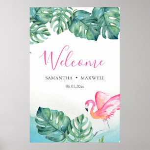Tropical Wedding Reception Welcome Sign Poster