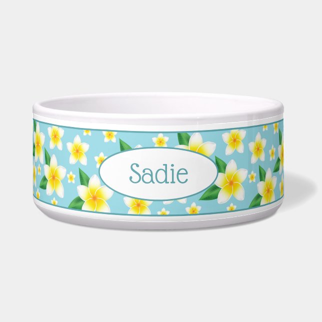 Tropical White Frangipani Blume & Individuelle Nam Napf (Vorderseite)