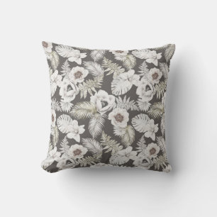 Tropical White Summer Florals Kissen
