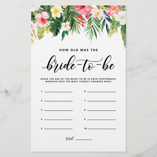 Tropical Wie alt war die zukünftige Spielkarte (Vorderseite)