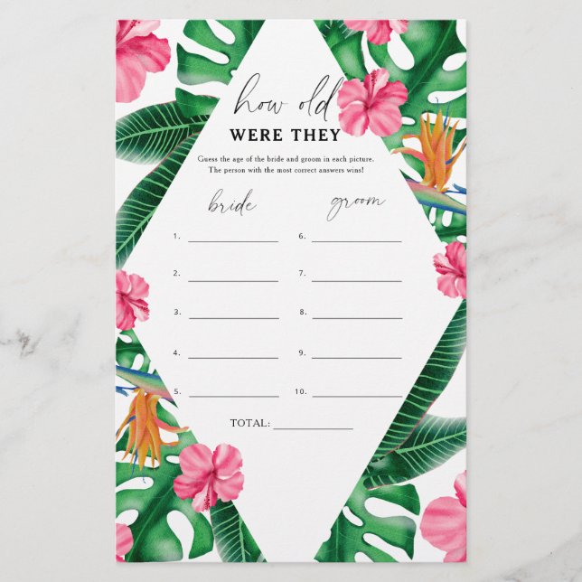 Tropical - Wie alt waren sie ein Brautspiel (Vorderseite)