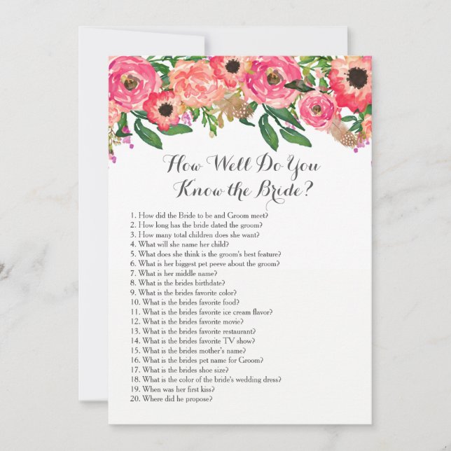 Tropical Wie gut kennen Sie die Braut? Einladung (Vorderseite)