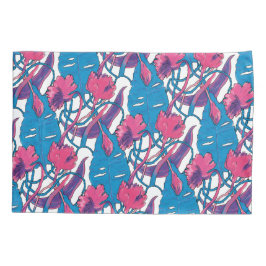 Tropical Wild Flowers Blue Pink Modern Exotic Kissenbezug