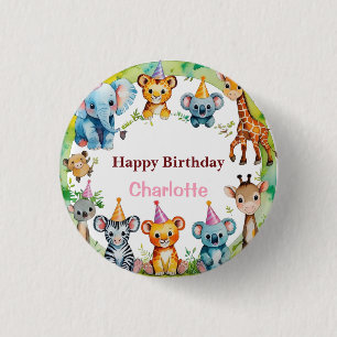 Tropical Wild One Jungle Safari Tiere Geburtstag Button