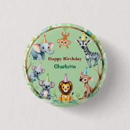 Tropical Wild One Jungle Safari Tiere Geburtstag Button
