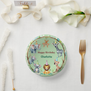 Tropical Wild One Jungle Safari Tiere Geburtstag Pappteller