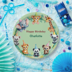 Tropical Wild One Jungle Safari Tiere Geburtstag Pappteller