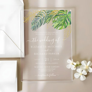 Tropical Wild Palm Blätter Wedding Acryleinladungen