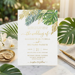 Tropical Wild Palm Blätter Wedding Folieneinladung
