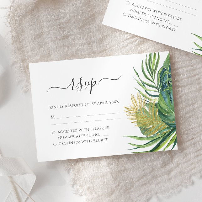 Tropical Wild Palm Blätter Wedding RSVP Karte (Von Creator hochgeladen)