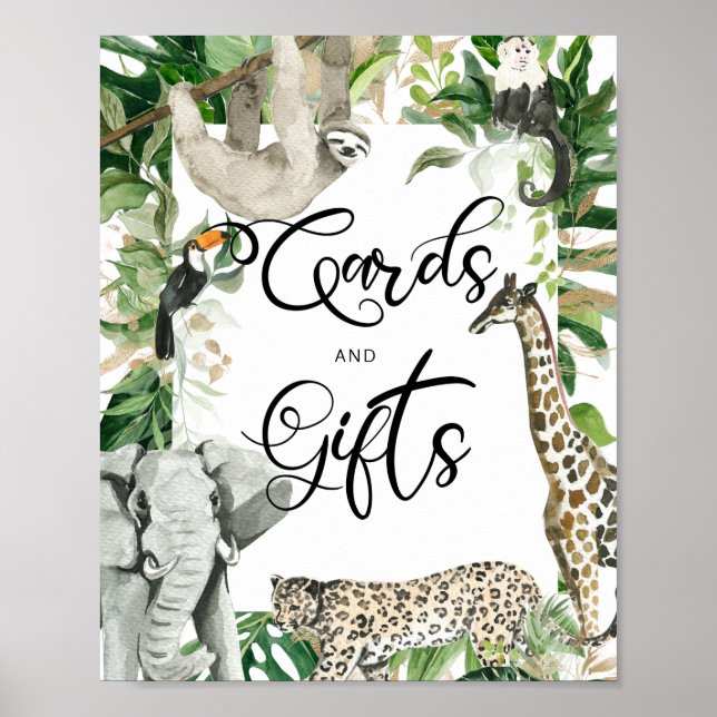 Tropical Wild Safari Animal Baby Dusche Schild (Vorne)