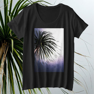 Tropical Windblown Palm Tree Große Größe T-Shirt