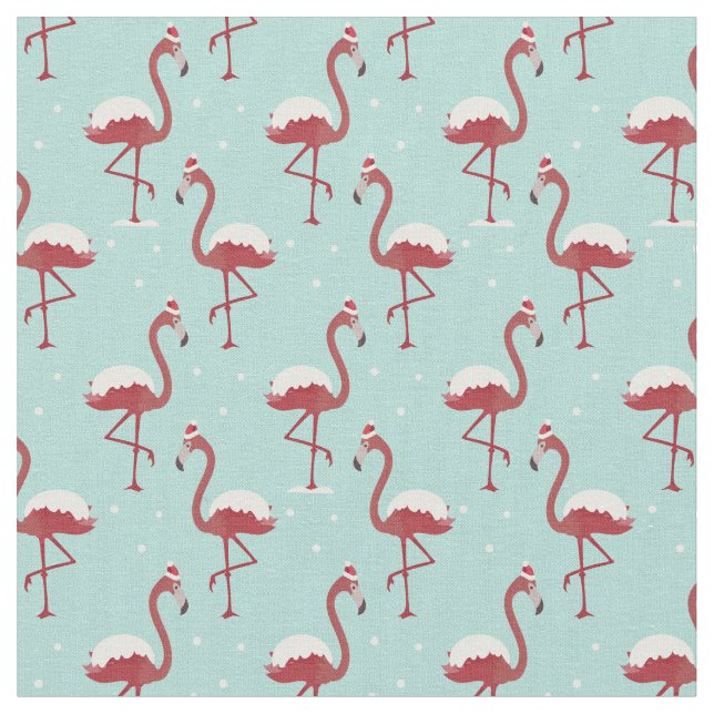 Tropical Winter Christmas Flamingo Muster Stoff (Nahaufnahme)