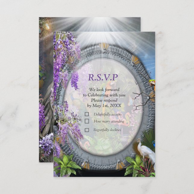 Tropical Wisteria Paradise at Golden Palace RS RSVP Karte (Vorne/Hinten)