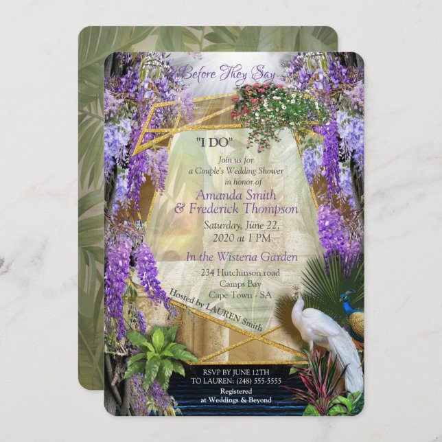 Tropical Wisteria Paradise on the Golden Palace Einladung (Vorne/Hinten)