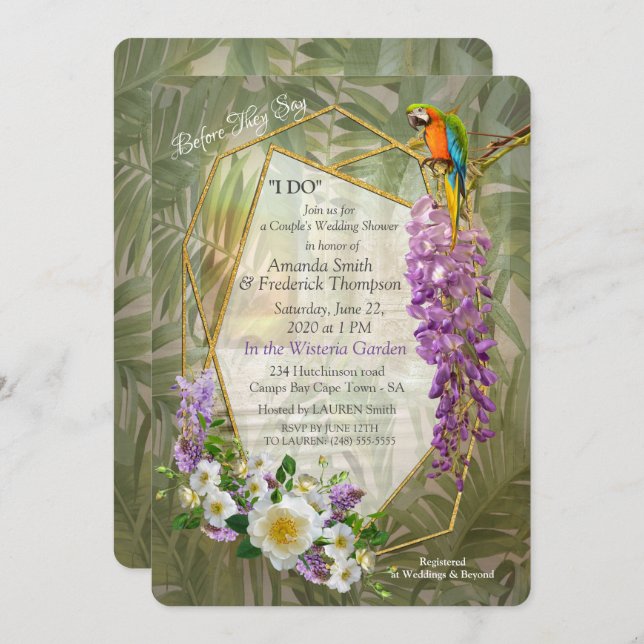 Tropical Wisteria Paradise on the Golden Palace Einladung (Vorne/Hinten)