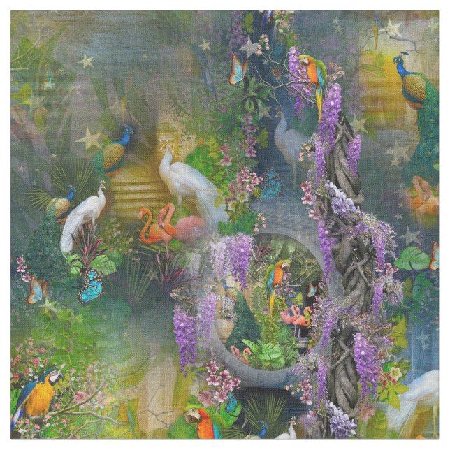 Tropical Wisteria Paradise Stoff (Nahaufnahme)