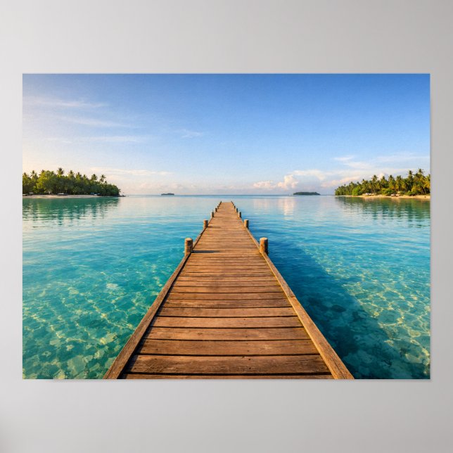 Tropical Wooden Pier Poster - Clear Turquoise (Vorne)
