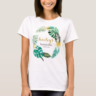 Tropical Wreath Bachelorette Weekend mit Name T-Shirt