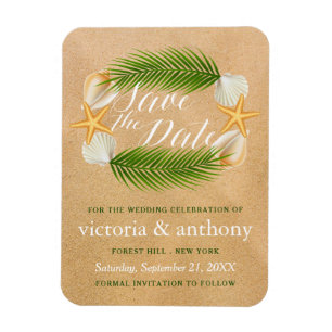Tropical Wreath Sandy Beach Hochzeit Save the Date Magnet
