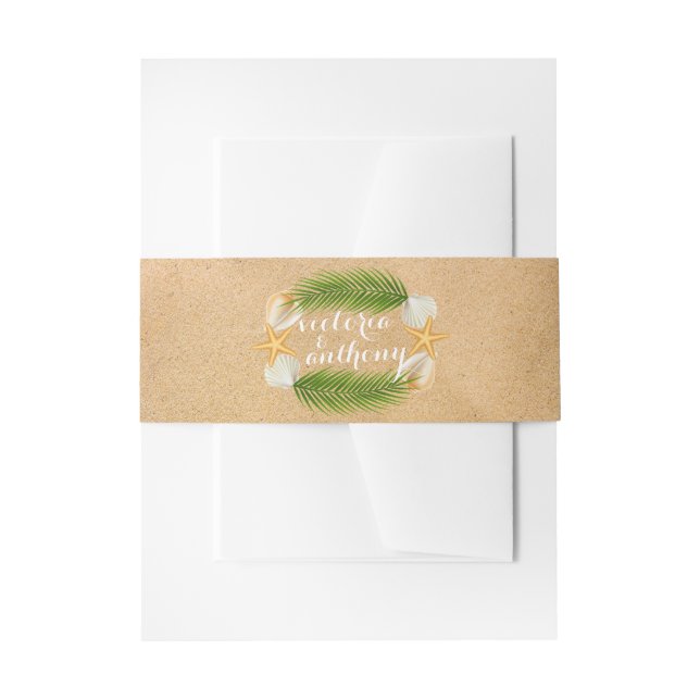 Tropical Wreath Sandy Beach Wedding Einladungsbanderole (Vorderseite Beispiel)