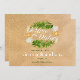 Tropical Wreath Sandy Beach Wedding Save The Date