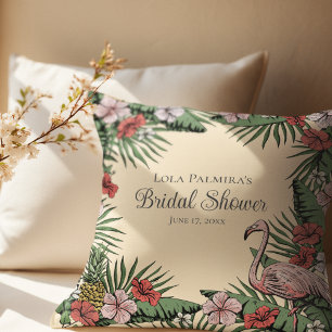 Tropical Yellow Floral Flamingo Brautparty Kissen