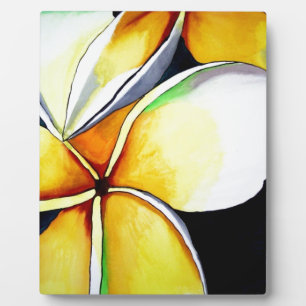 Tropical Yellow Frangipani Blume Originale Kunst Fotoplatte