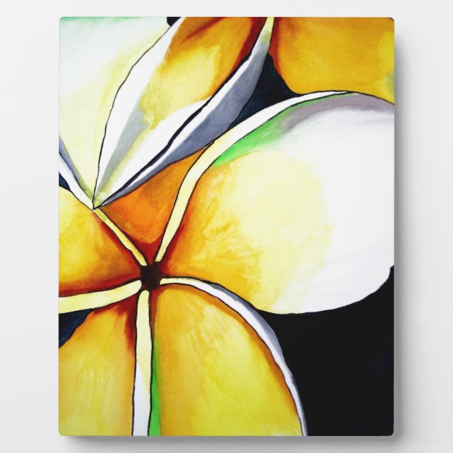 Tropical Yellow Frangipani Blume Originale Kunst Fotoplatte (Vorderseite)